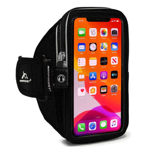Mega i-40 armband for iPhone Xs/Xr/X/8/7, Galaxy S10/S9/S8 & more with large cases Black